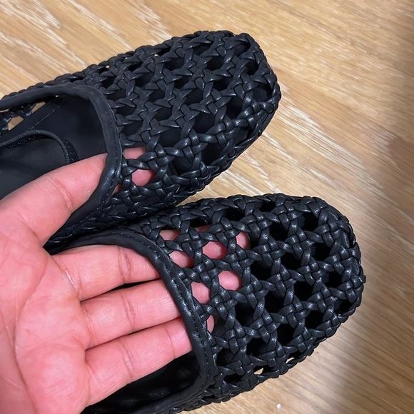 NEW $228 Joie Women's Black Woven breaded Flats with strap Mary Jane size 7.5 - Picture 5 of 9